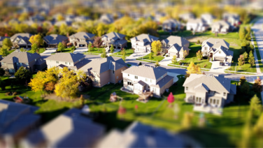 image of houses and trees from ariel view